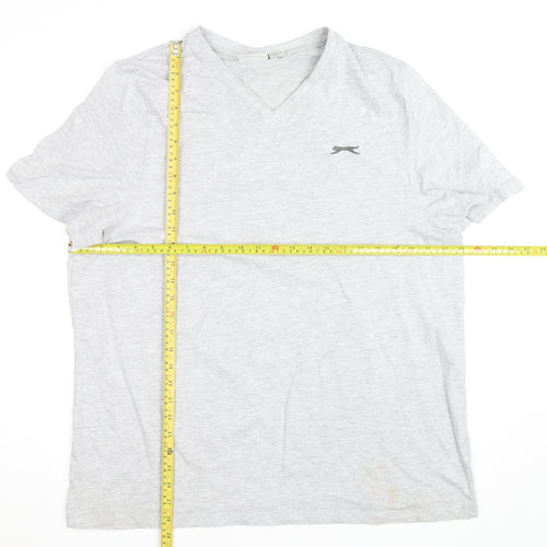 Slazenger Men's Grey V-Neck Short Sleeve Cotton T-Shirt XL