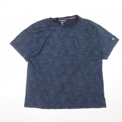 Lambretta Men's Navy Blue Paisley Cotton Crew Neck T-Shirt 2XL