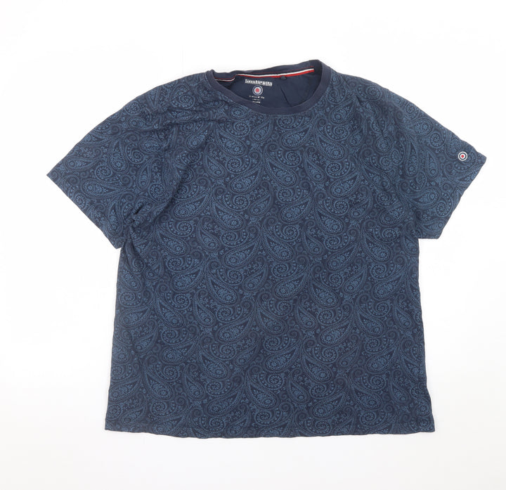 Lambretta Men's Navy Blue Paisley Cotton Crew Neck T-Shirt 2XL