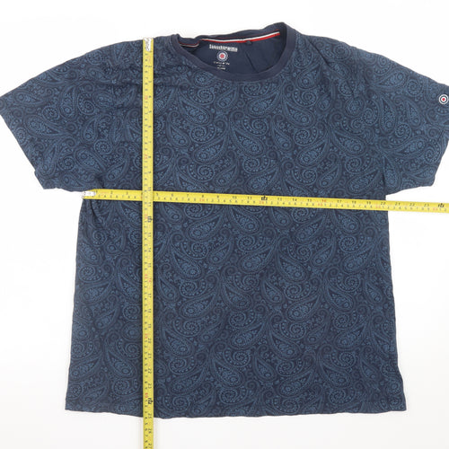 Lambretta Men's Navy Blue Paisley Cotton Crew Neck T-Shirt 2XL
