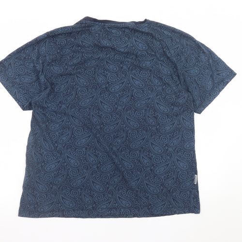 Lambretta Men's Navy Blue Paisley Cotton Crew Neck T-Shirt 2XL