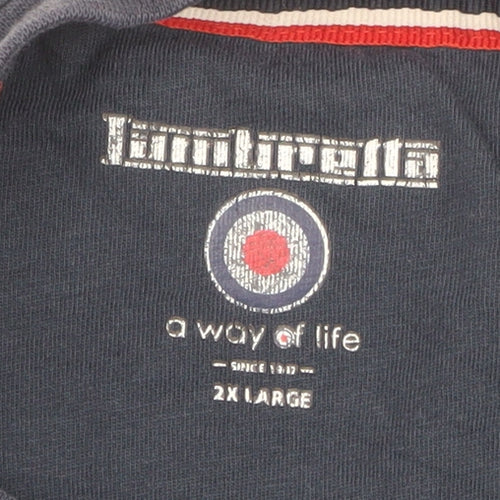 Lambretta Men's Navy Blue Paisley Cotton Crew Neck T-Shirt 2XL