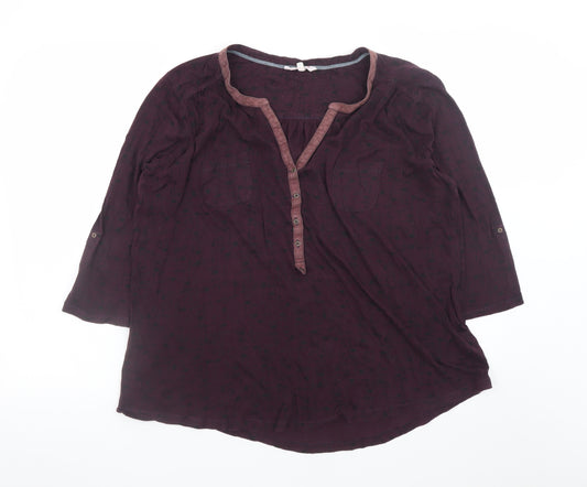White Stuff Women's Purple 3/4 Sleeve Tunic Blouse Size 16