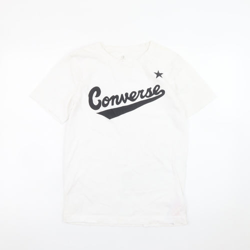 Converse Teens White Cotton Logo Short Sleeve Crew Neck T-Shirt L
