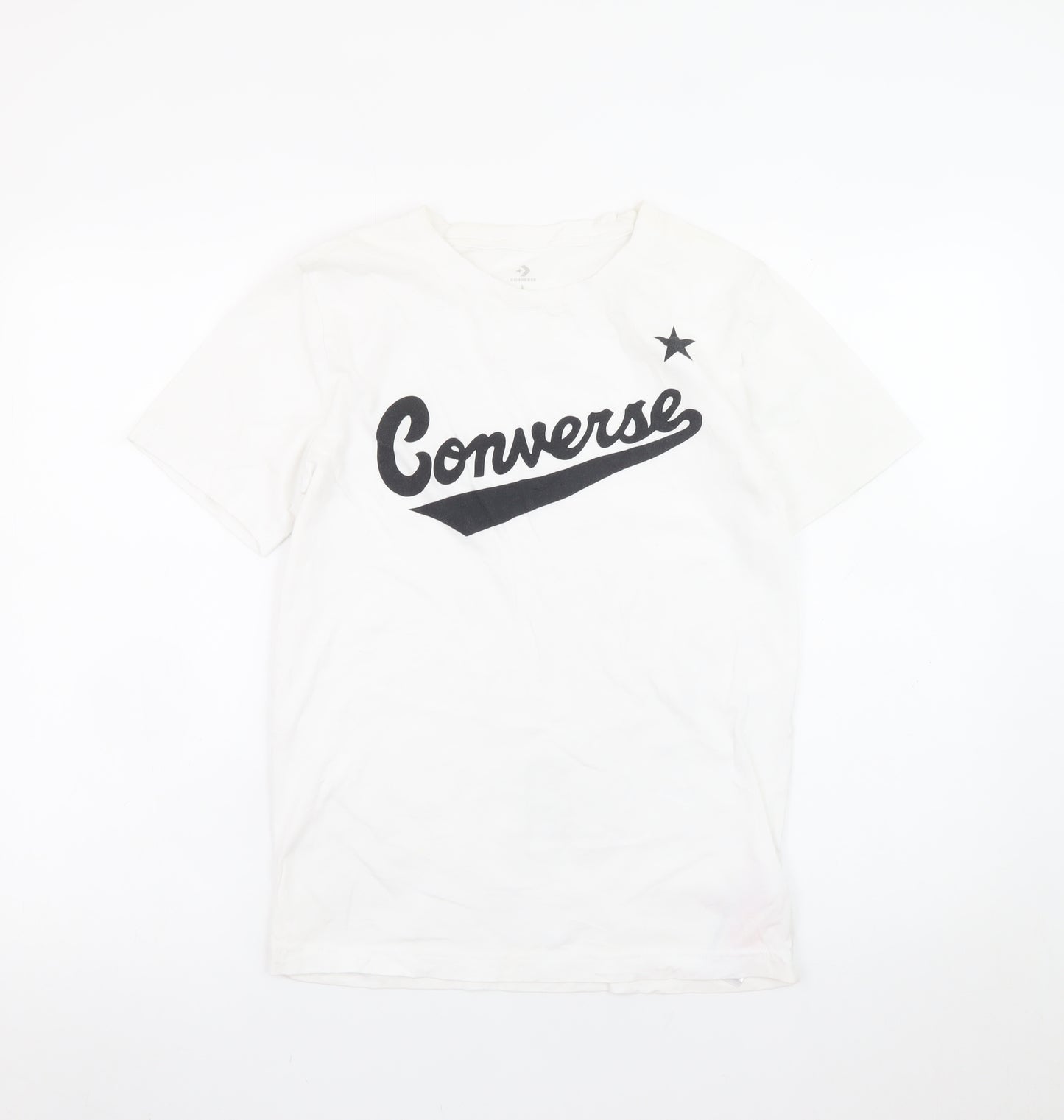 Converse Teens White Cotton Logo Short Sleeve Crew Neck T-Shirt L