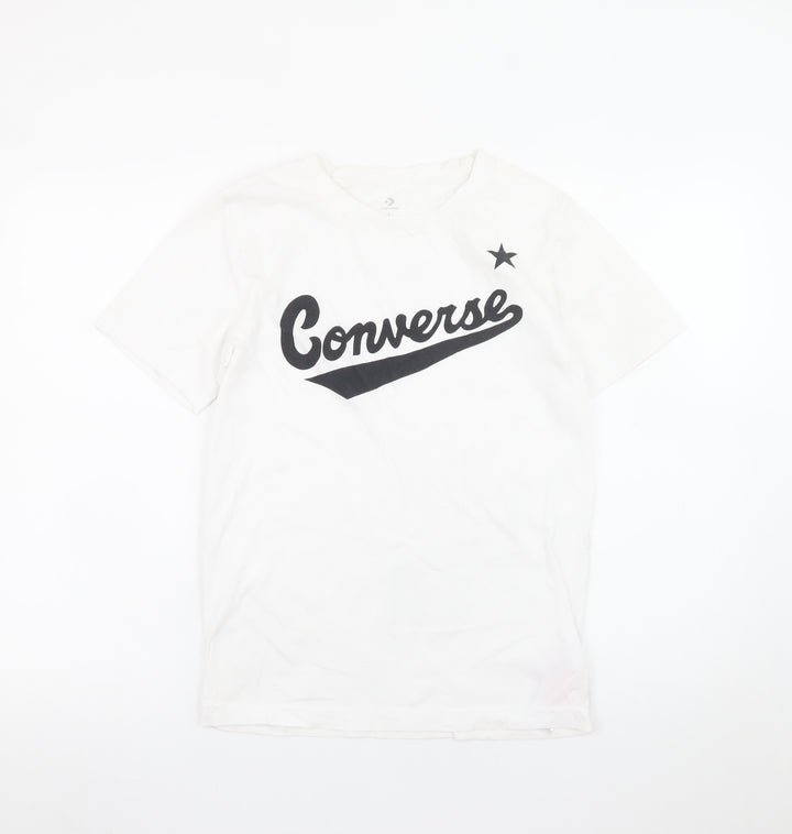 Converse Teens White Cotton Logo Short Sleeve Crew Neck T-Shirt L