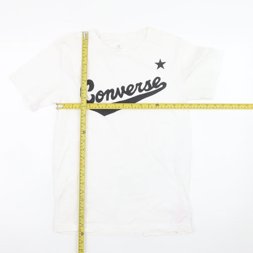 Converse Teens White Cotton Logo Short Sleeve Crew Neck T-Shirt L