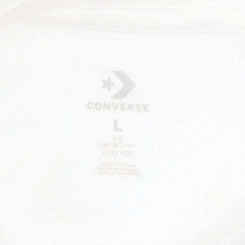 Converse Teens White Cotton Logo Short Sleeve Crew Neck T-Shirt L