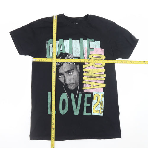 2PAC Men's Black Short Sleeve Graphic Music Cotton T-Shirt Size S