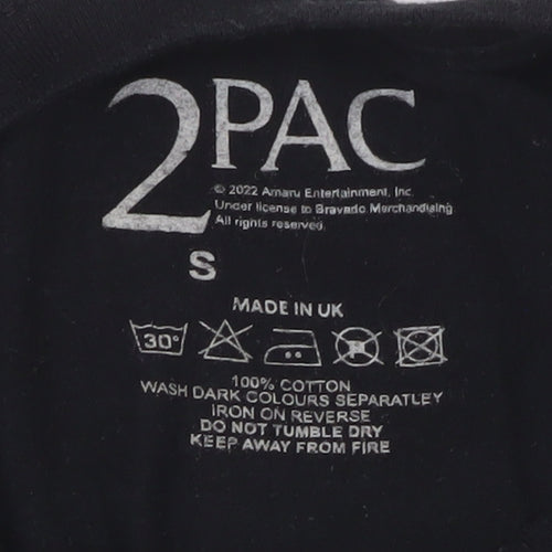 2PAC Men's Black Short Sleeve Graphic Music Cotton T-Shirt Size S