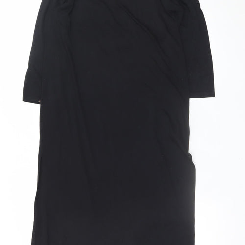 H&M Women Black M T-Shirt Dress 3/4 Sleeve Knee Length Casual