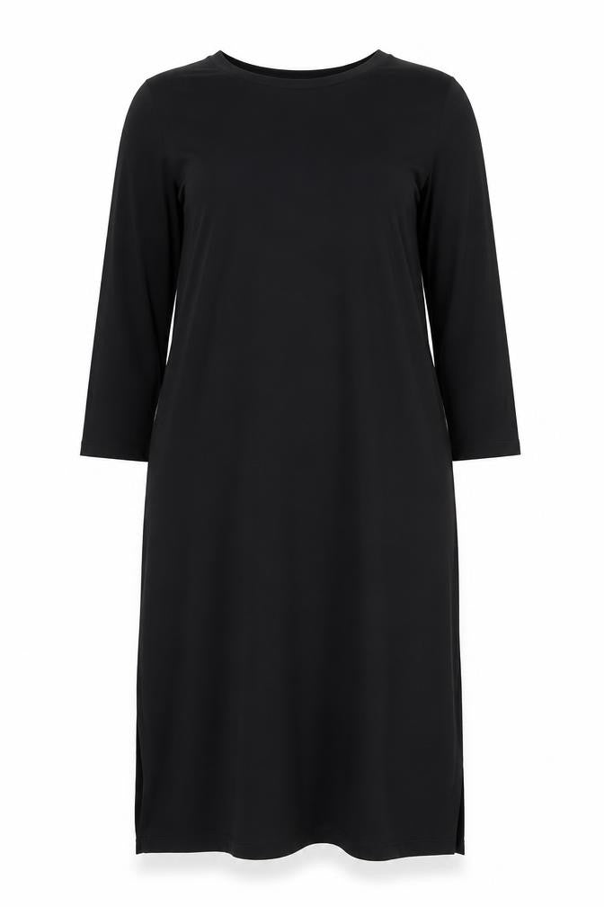 H&M Women Black M T-Shirt Dress 3/4 Sleeve Knee Length Casual