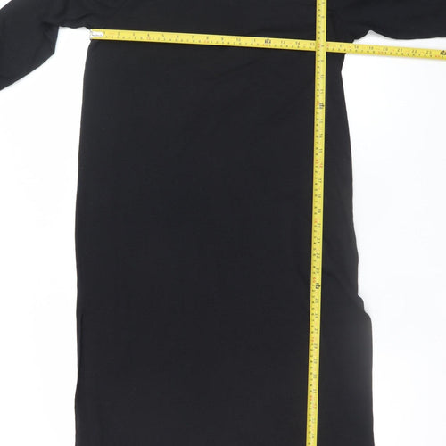 H&M Women Black M T-Shirt Dress 3/4 Sleeve Knee Length Casual