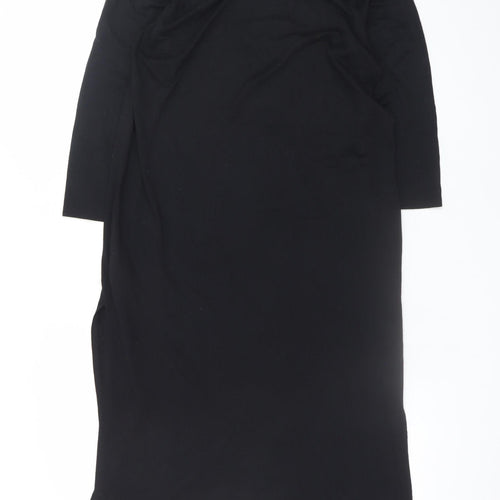 H&M Women Black M T-Shirt Dress 3/4 Sleeve Knee Length Casual