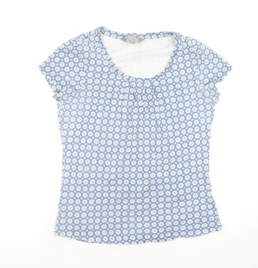 Mountain Warehouse Women's Blue Floral Cotton Short Sleeve T-Shirt Size 12