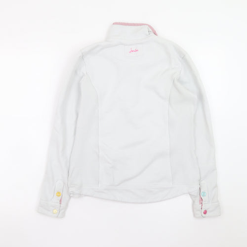 Joules Women White Henley Sweatshirt Size 8 Button Detail Cotton