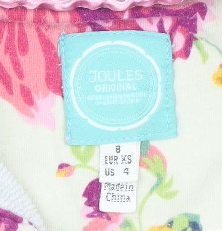 Joules Women White Henley Sweatshirt Size 8 Button Detail Cotton