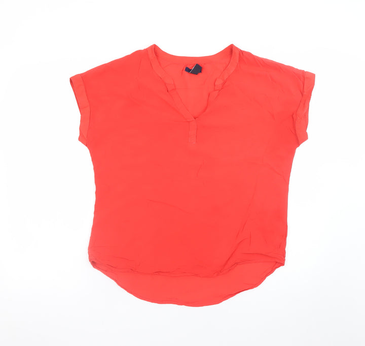 Gap Women's Red Short Sleeve V-Neck Viscose Blouse Size M