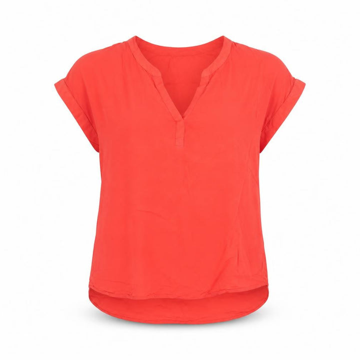 Gap Women's Red Short Sleeve V-Neck Viscose Blouse Size M