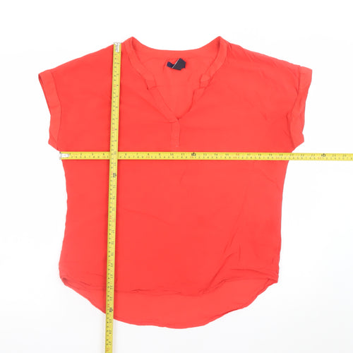 Gap Women's Red Short Sleeve V-Neck Viscose Blouse Size M