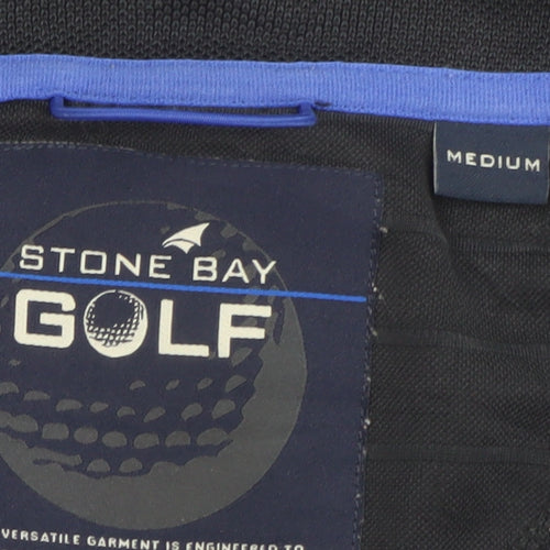 Stone Bay Golf Men's Black Short Sleeve Polo Shirt Size M