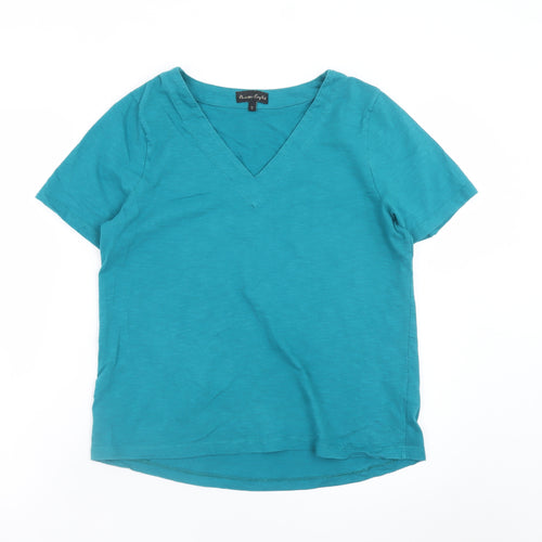 Phase Eight Women’s Blue Cotton V-Neck Short Sleeve T-Shirt UK 14