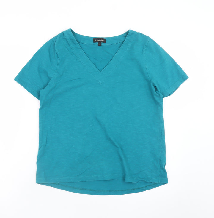 Phase Eight Women’s Blue Cotton V-Neck Short Sleeve T-Shirt UK 14