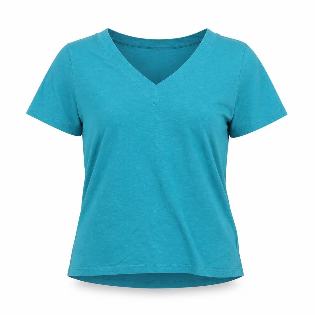 Phase Eight Women’s Blue Cotton V-Neck Short Sleeve T-Shirt UK 14