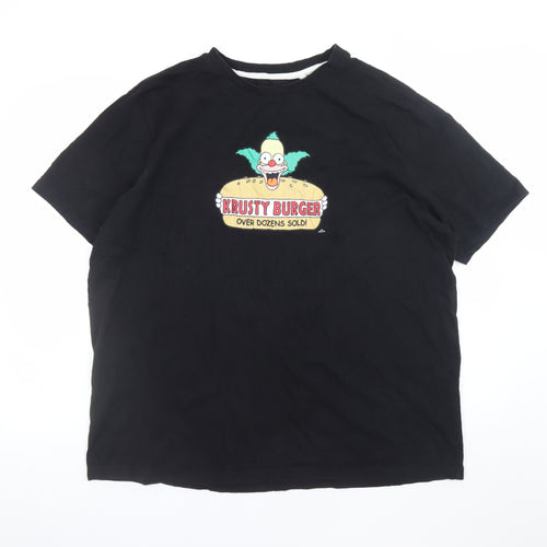 The Simpsons Men's Black Krusty Burger 2XL Graphic T-Shirt