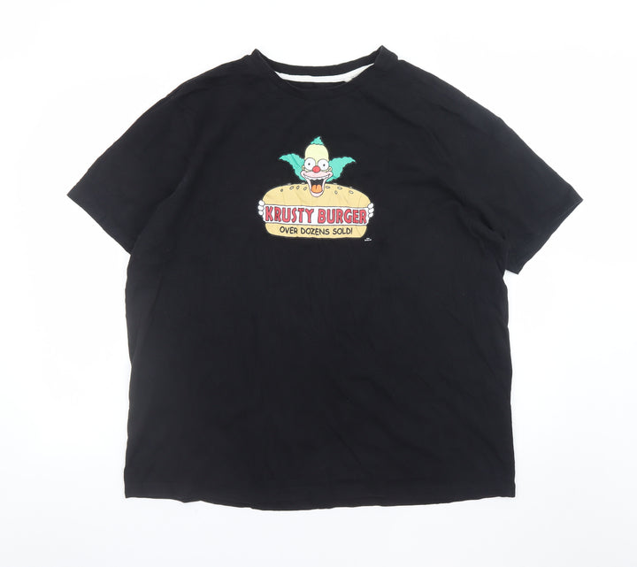 The Simpsons Men's Black Krusty Burger 2XL Graphic T-Shirt