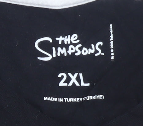 The Simpsons Men's Black Krusty Burger 2XL Graphic T-Shirt