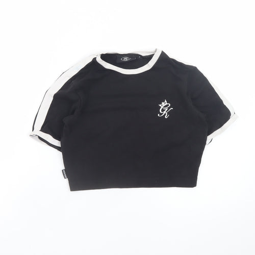 Gym King Women’s Black Cropped T-Shirt Size 6 Short Sleeve