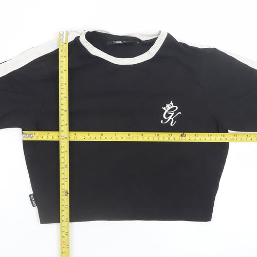 Gym King Women’s Black Cropped T-Shirt Size 6 Short Sleeve