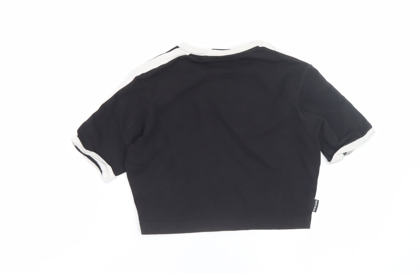 Gym King Women’s Black Cropped T-Shirt Size 6 Short Sleeve