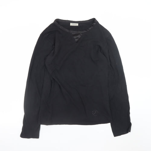 Temperley London Men's Black Small Long Sleeve V-Neck Cotton T-Shirt