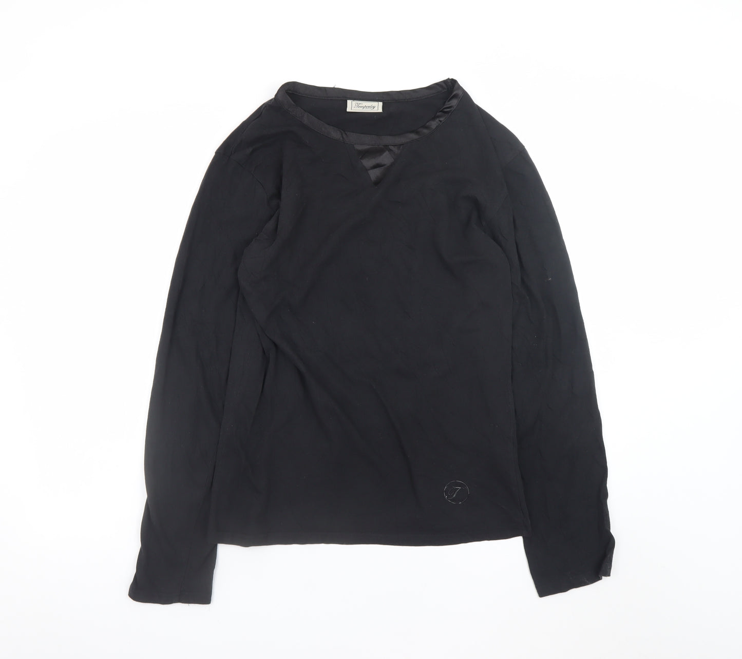 Temperley London Men's Black Small Long Sleeve V-Neck Cotton T-Shirt
