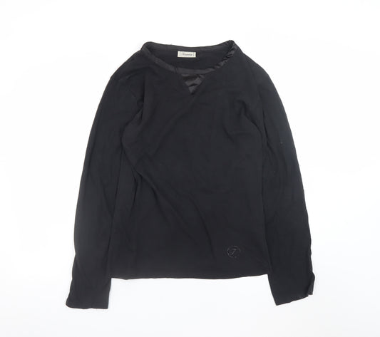 Temperley London Men's Black Small Long Sleeve V-Neck Cotton T-Shirt