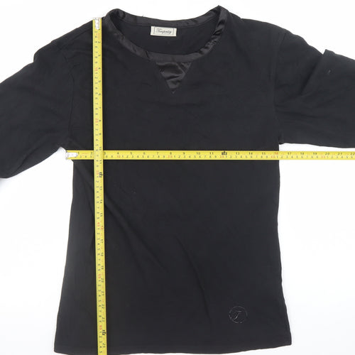 Temperley London Men's Black Small Long Sleeve V-Neck Cotton T-Shirt