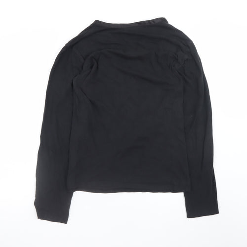 Temperley London Men's Black Small Long Sleeve V-Neck Cotton T-Shirt