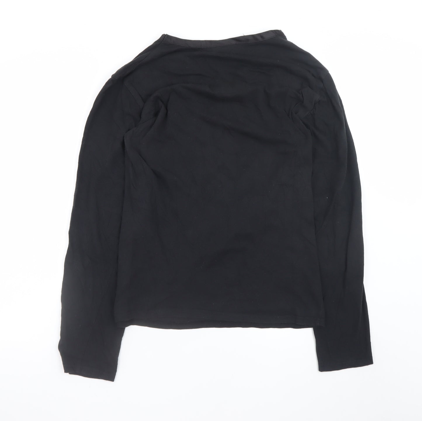 Temperley London Men's Black Small Long Sleeve V-Neck Cotton T-Shirt