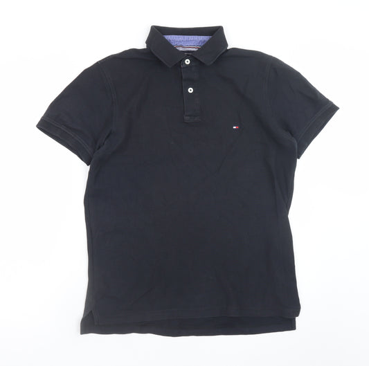 Tommy Hilfiger Men's Black Premium Pique Slim Fit Polo Shirt L