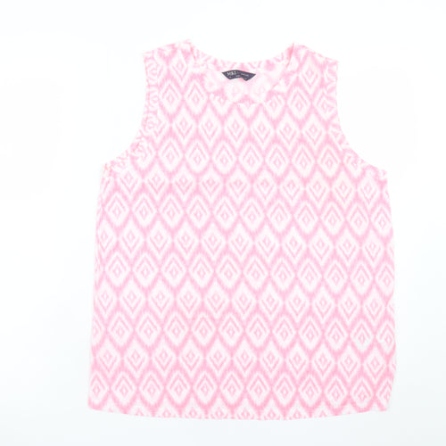 Marks and Spencer Women’s Pink Geometric Sleeveless Tank Top Size 12
