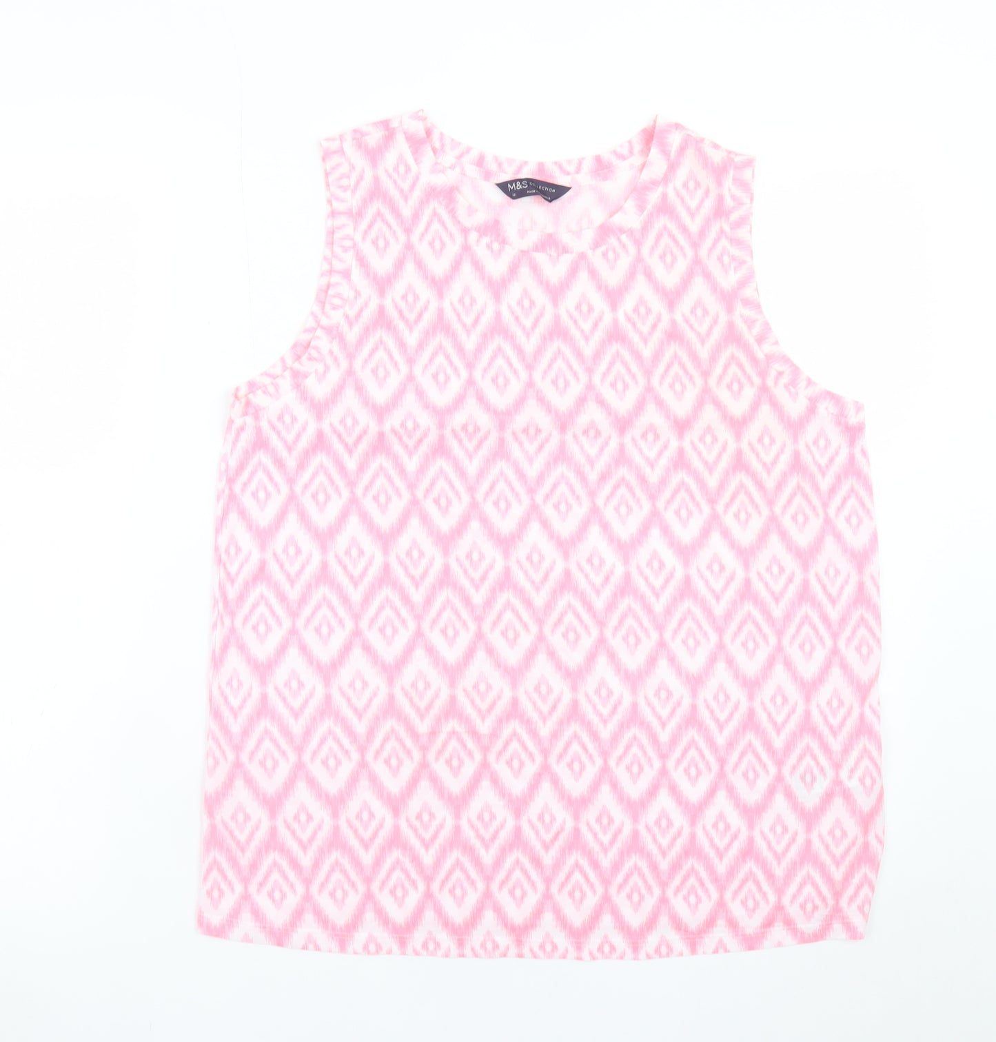 Marks and Spencer Women’s Pink Geometric Sleeveless Tank Top Size 12