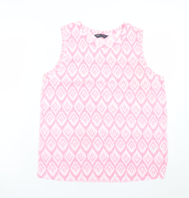Marks and Spencer Women’s Pink Geometric Sleeveless Tank Top Size 12