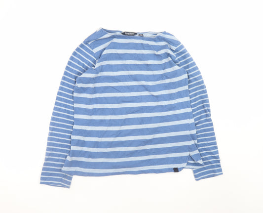 Regatta Women's Blue Striped Long Sleeve Cotton T-Shirt UK 16
