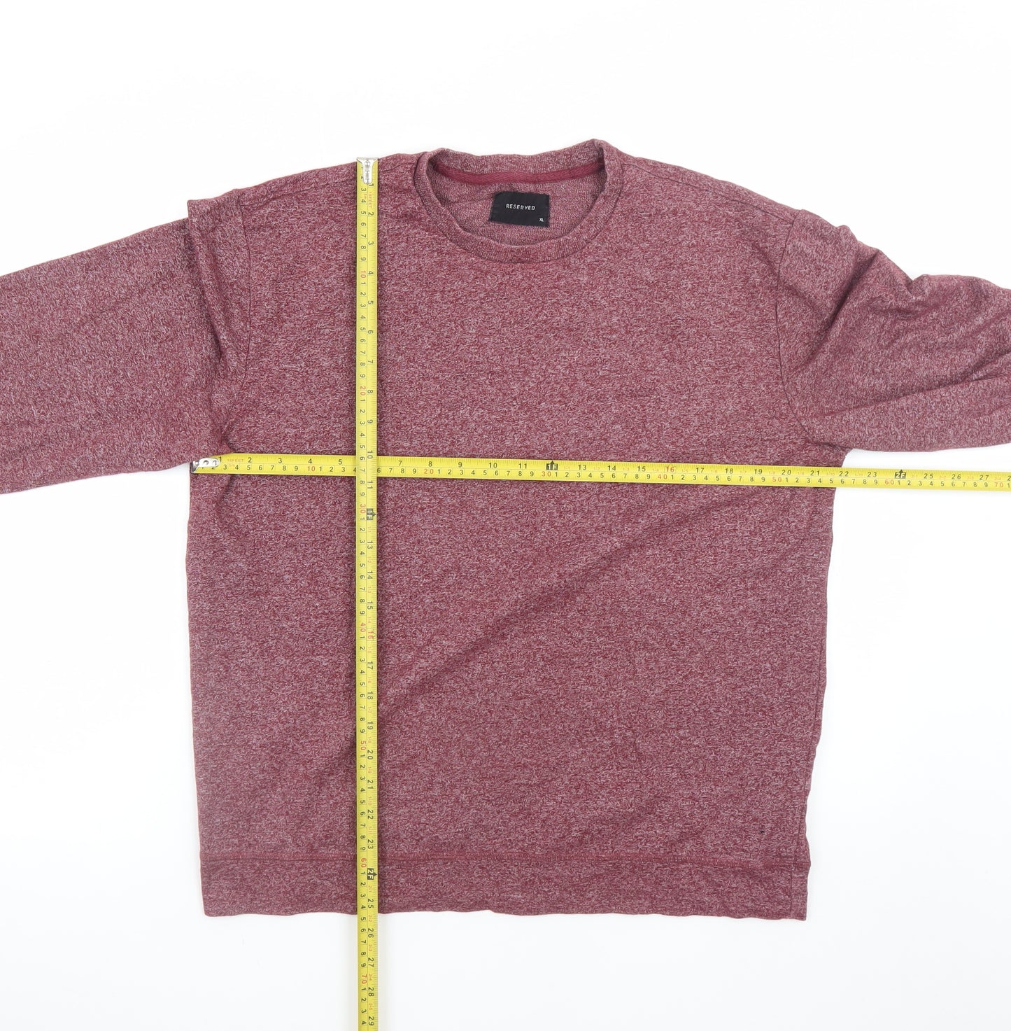 Reserved Men’s Red Long Sleeve Crew Neck Cotton Blend XL T-Shirt