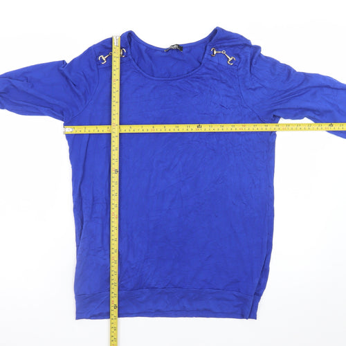 Wallis Women's Blue Long Sleeve Stretch Jersey Blouse Size S