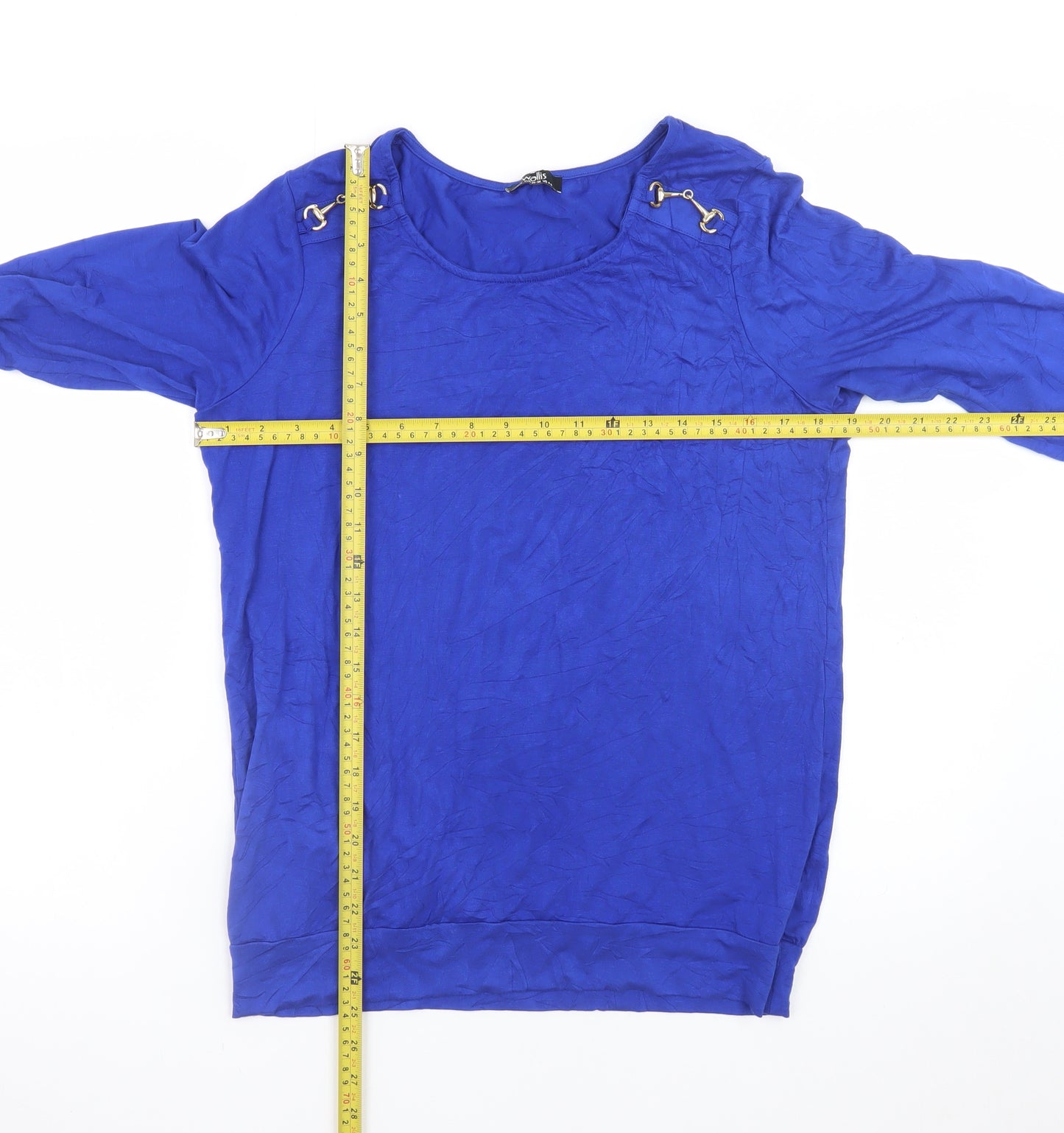 Wallis Women's Blue Long Sleeve Stretch Jersey Blouse Size S