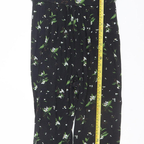 Oasis Womens Black Floral Sleeveless Jumpsuit XS Elegant V-Neck
