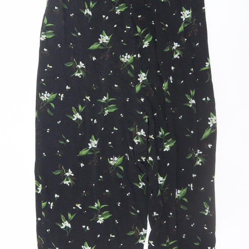 Oasis Womens Black Floral Sleeveless Jumpsuit XS Elegant V-Neck